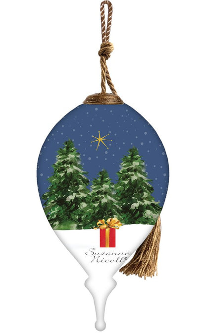 Iell Be Gnome For Christmas Hand Painted Blue White And Red Glass Finial Ornament HomeRoots