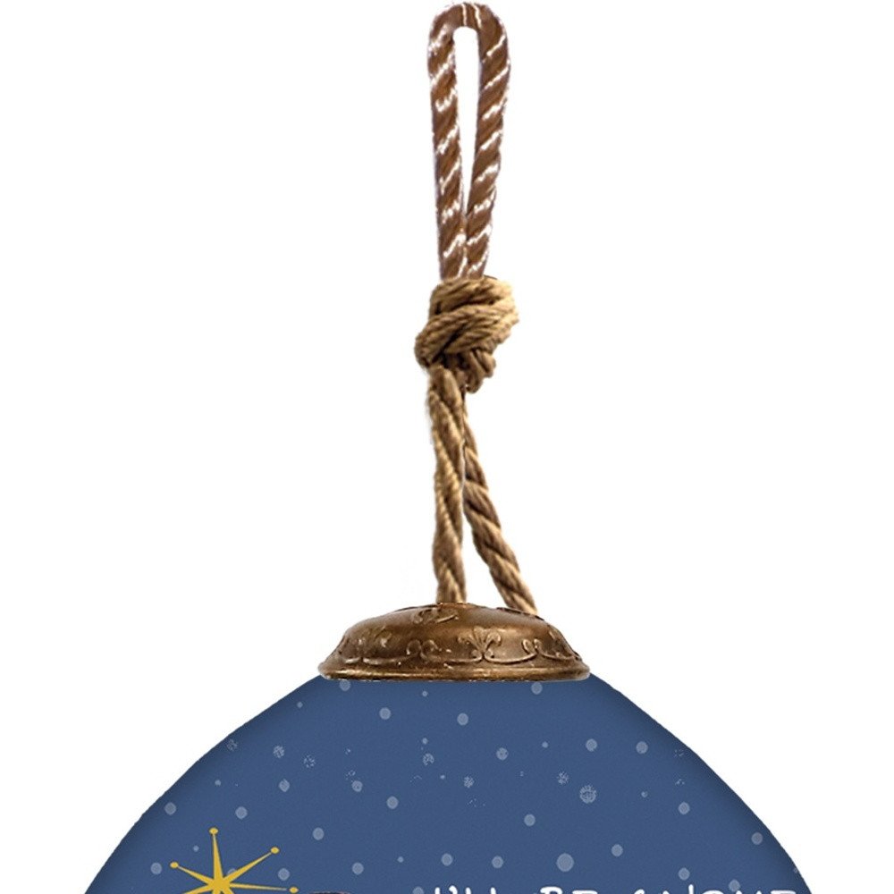 Iell Be Gnome For Christmas Hand Painted Blue White And Red Glass Finial Ornament HomeRoots