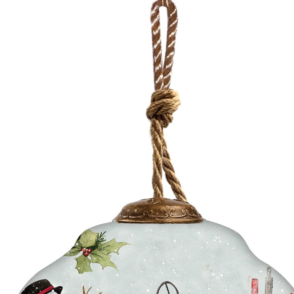 Christmas Red Tractor Hand Painted Red White And Green Glass Finial Ornament HomeRoots