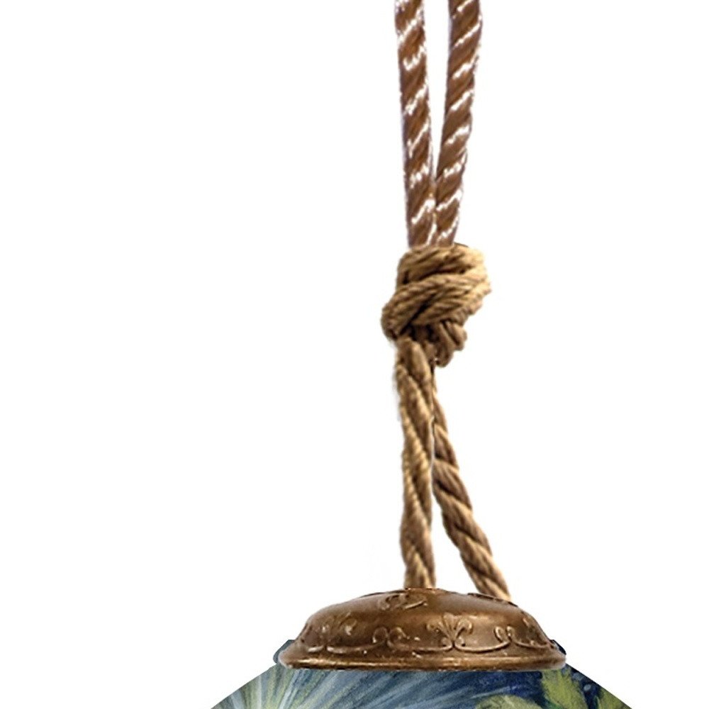 Holy Night Hand Painted Blue White And Green Glass Finial Ornament HomeRoots