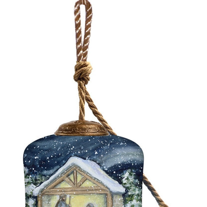 All Is Calm Hand Painted Blue And White Glass Holiday Shaped Ornament HomeRoots
