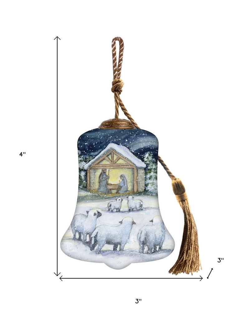 All Is Calm Hand Painted Blue And White Glass Holiday Shaped Ornament HomeRoots