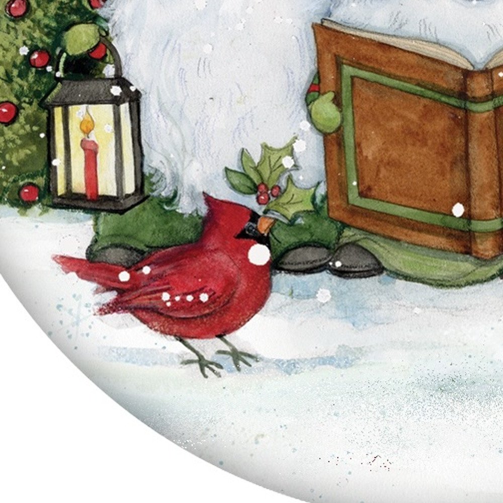 Caroling with my Gnomies Hand Painted Red Green And White Glass Ball Ornament HomeRoots