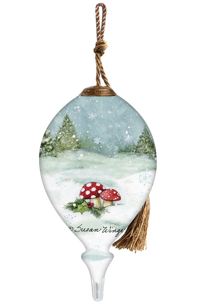 I Love You Gnome Hand Painted Green Red And White Glass Finial Ornament HomeRoots
