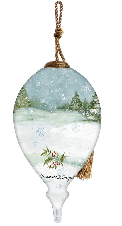 Holiday Lodge Santa Hand Painted Green Red And White Glass Finial Ornament HomeRoots