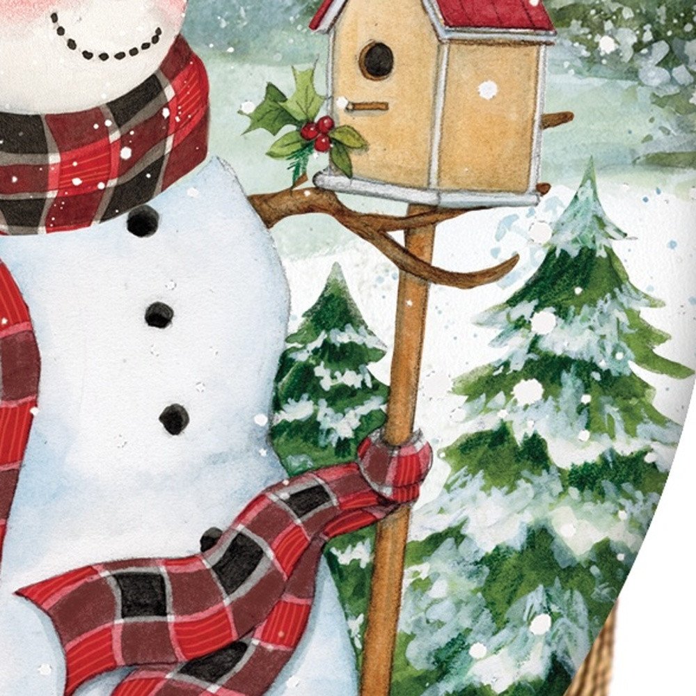 Holiday Lodge Snowman Hand Painted Green Red And White Glass Finial Ornament HomeRoots