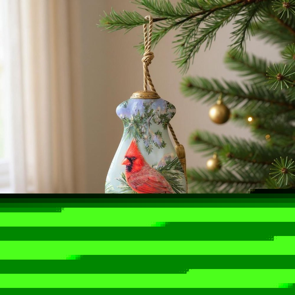 Snowy Pine Cardina Hand Painted Red And Green Glass Finial Ornament HomeRoots