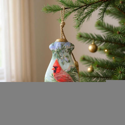 Snowy Pine Cardina Hand Painted Red And Green Glass Finial Ornament HomeRoots