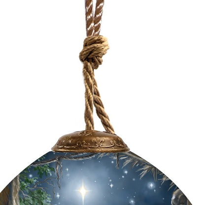 Glory To God Religious Hand Painted Blue Brown And White Glass Finial Ornament HomeRoots