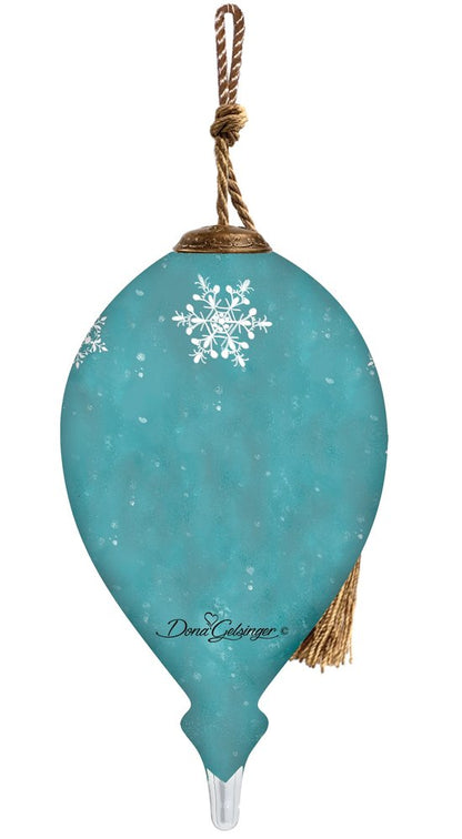 Christmas Joy Snowman Hand Painted Blue Red And White Glass Finial Ornament HomeRoots