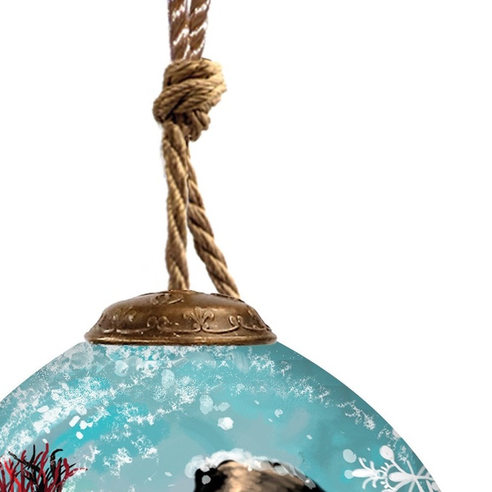 Christmas Joy Snowman Hand Painted Blue Red And White Glass Finial Ornament HomeRoots