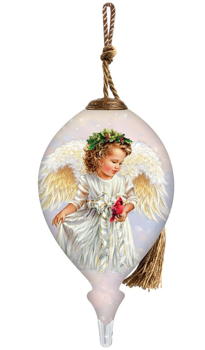 Winter Angel Hand Painted White And Gold Glass Finial Ornament HomeRoots