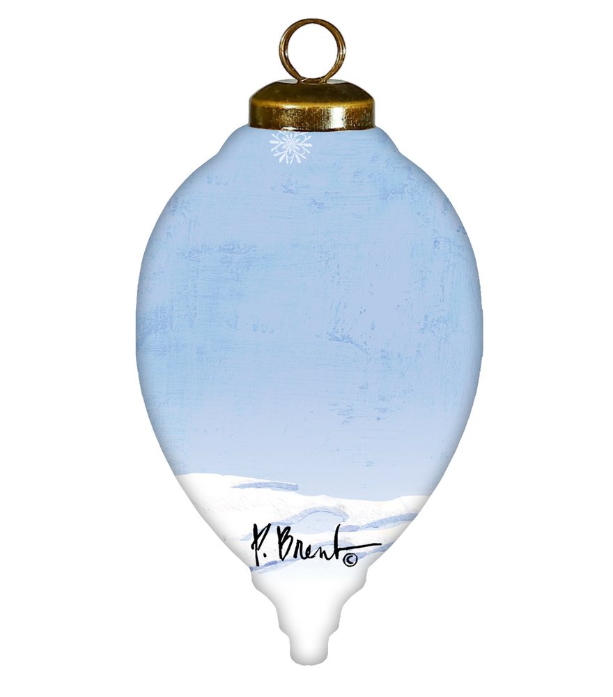 Ice Fishing Snowman Hand Painted White Blue And Red Glass Finial Ornament HomeRoots