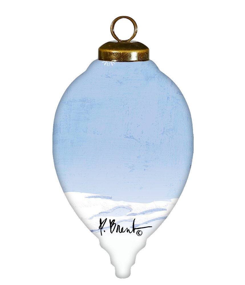 Ice Skating Snowman Hand Painted White And Blue Glass Finial Ornament HomeRoots