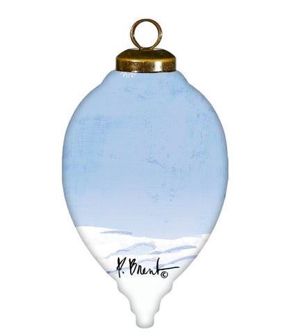 Ice Skating Snowman Hand Painted White And Blue Glass Finial Ornament HomeRoots