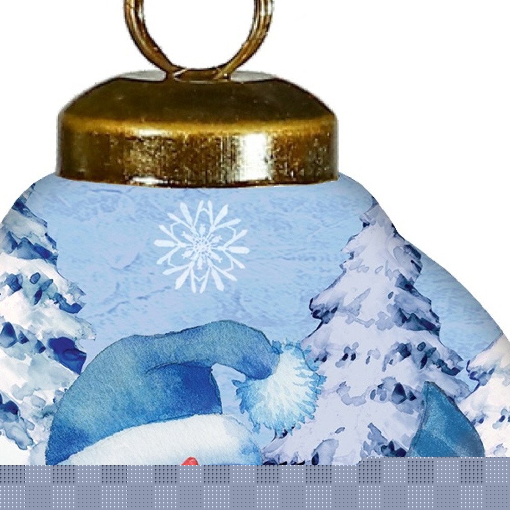 Ice Skating Snowman Hand Painted White And Blue Glass Finial Ornament HomeRoots