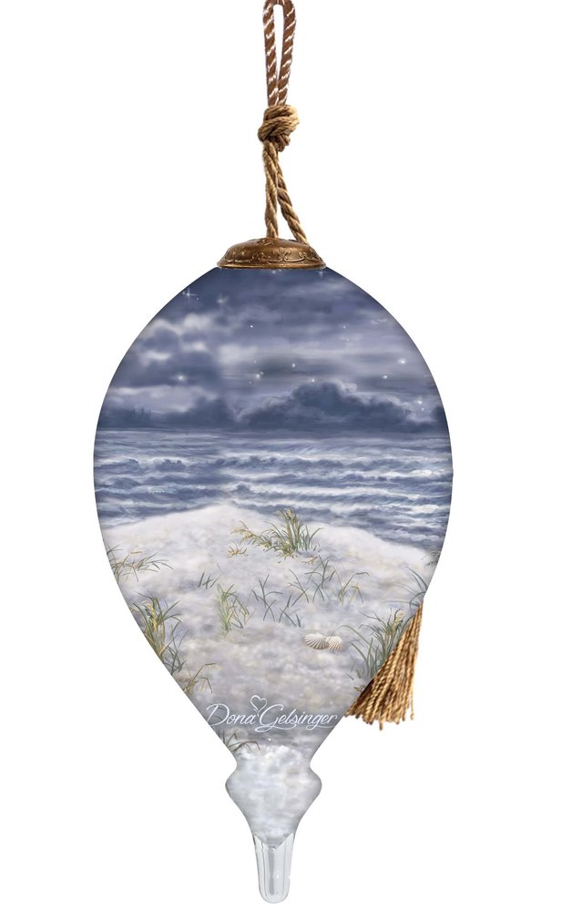 Moonlight Christmas Hand Painted White And Gray Glass Finial Ornament HomeRoots