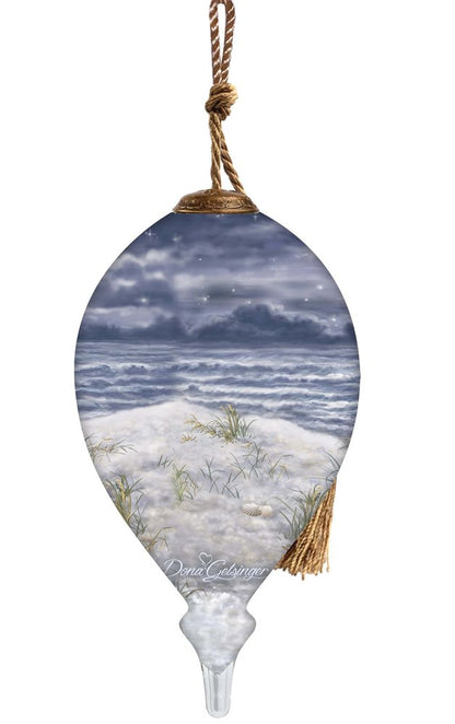 Moonlight Christmas Hand Painted White And Gray Glass Finial Ornament HomeRoots