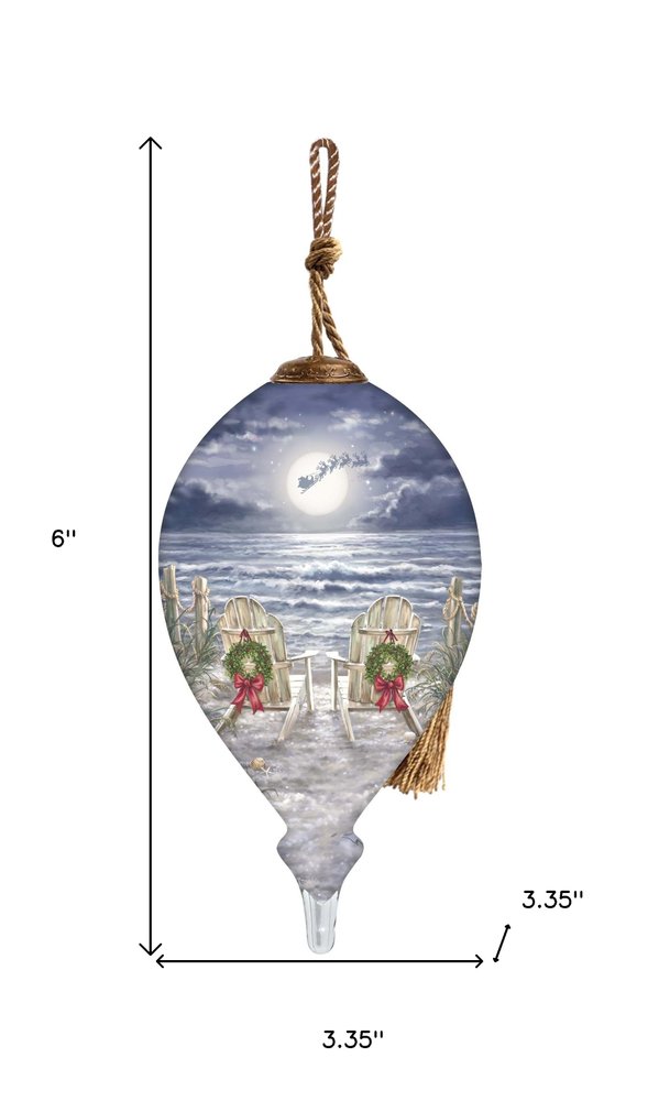 Moonlight Christmas Hand Painted White And Gray Glass Finial Ornament HomeRoots