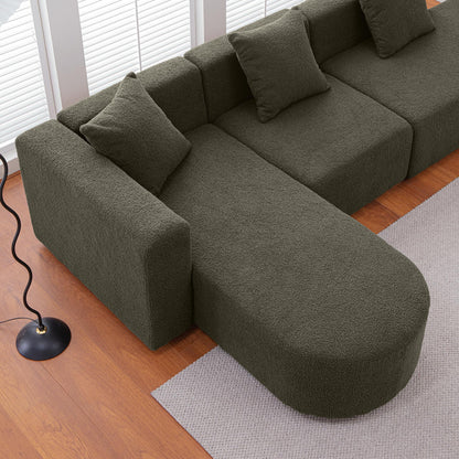 Modern L shape boucle Sofa with curved seat (facing left) - FurniFindUSA