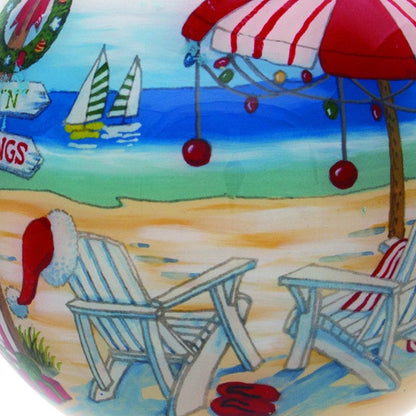 Holiday Beach Signs Christmas Hand Painted Red And Blue Glass Ball Ornament HomeRoots
