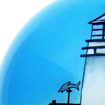 Coastal Lighthouse Hand Painted Blue Green And White Glass Ball Ornament HomeRoots