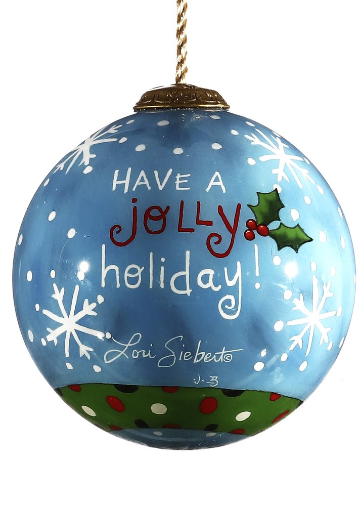 Jolly Holiday Santa Hand Painted Blue White And Red Glass Ball Ornament HomeRoots