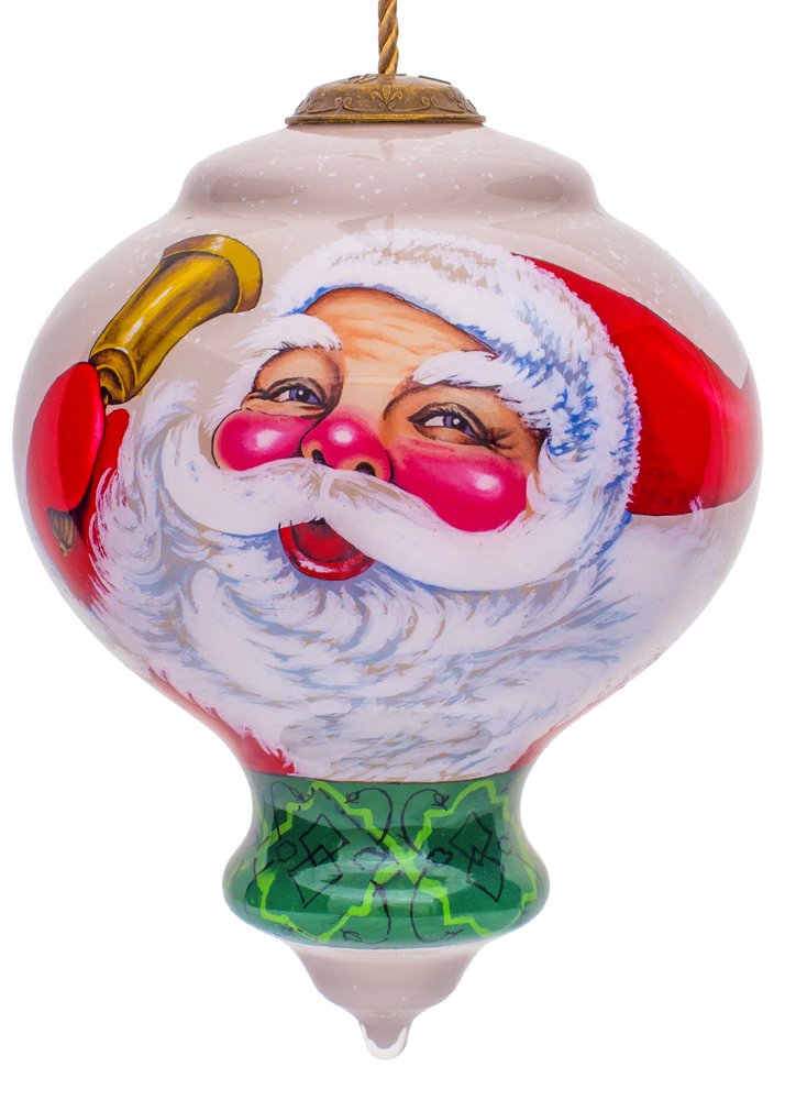 Winter Wonderland Santa Hand Painted Green Red And White Glass Finial Ornament HomeRoots