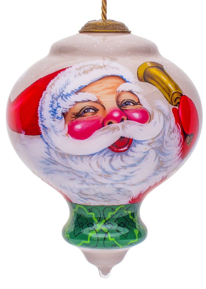 Winter Wonderland Santa Hand Painted Green Red And White Glass Finial Ornament HomeRoots