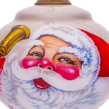 Winter Wonderland Santa Hand Painted Green Red And White Glass Finial Ornament HomeRoots
