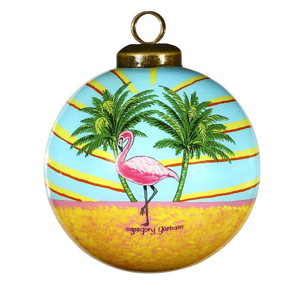 Florida Hand Painted Yellow Green And Blue Glass Ball Ornament HomeRoots