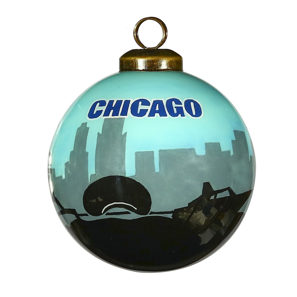 Chicago Hand Painted Black And Blue Glass Ball Ornament HomeRoots