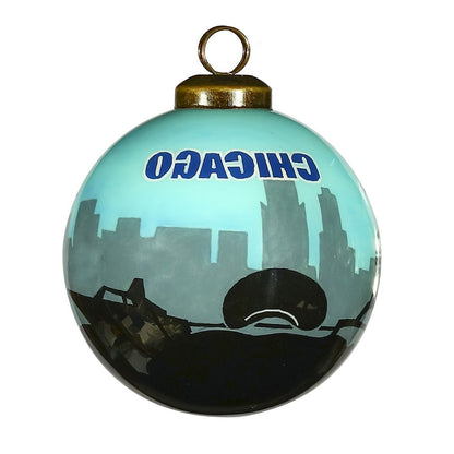 Chicago Hand Painted Black And Blue Glass Ball Ornament HomeRoots
