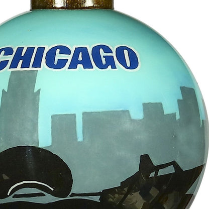 Chicago Hand Painted Black And Blue Glass Ball Ornament HomeRoots