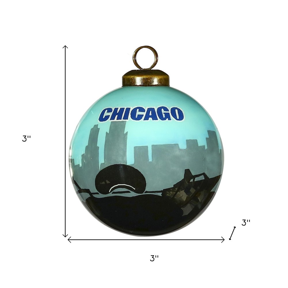 Chicago Hand Painted Black And Blue Glass Ball Ornament HomeRoots