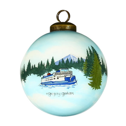 Seattle Hand Painted Blue Green And Black Glass Ball Ornament HomeRoots