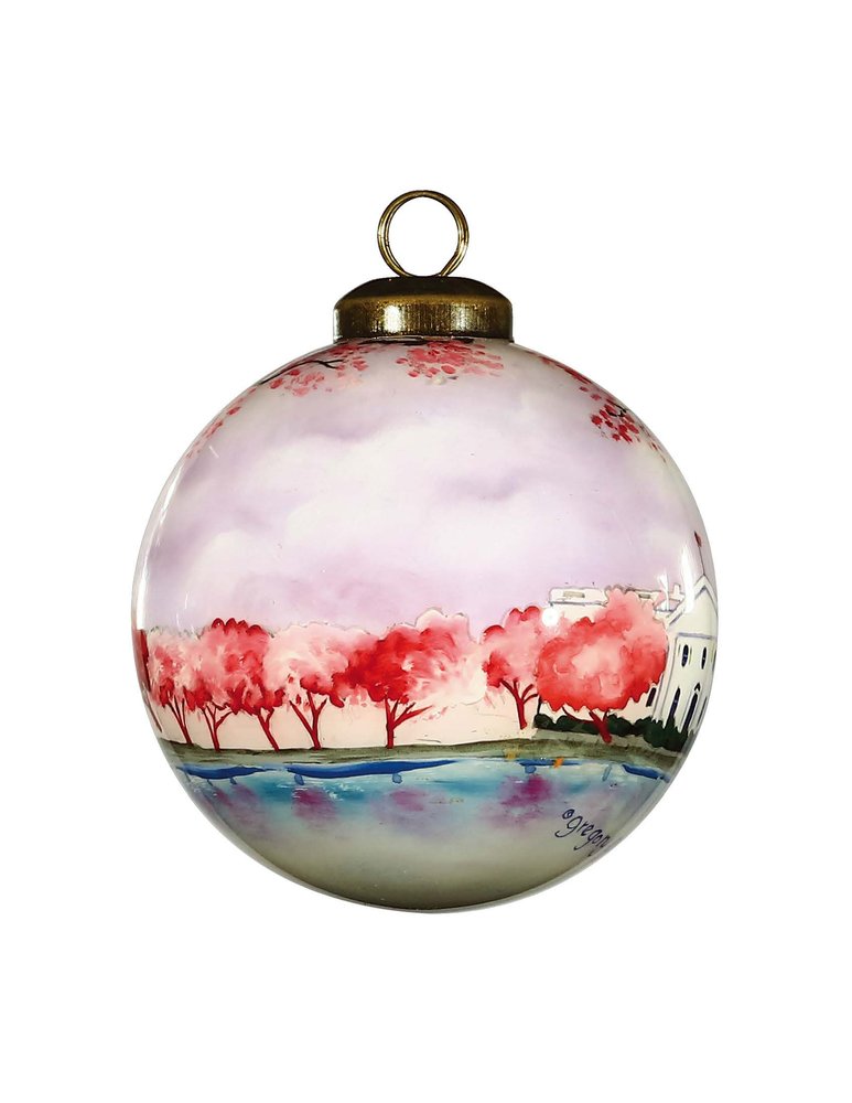 Washington DC Hand Painted Pink Purple And Blue Glass Ball Ornament HomeRoots