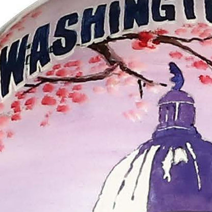 Washington DC Hand Painted Pink Purple And Blue Glass Ball Ornament HomeRoots