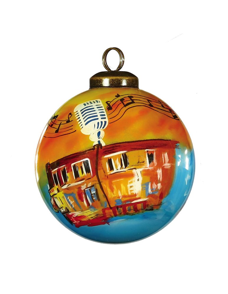 Nashville Hand Painted Red And Blue Glass Ball Ornament HomeRoots