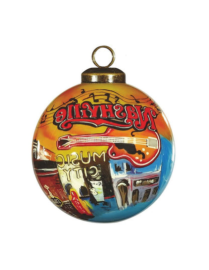 Nashville Hand Painted Red And Blue Glass Ball Ornament HomeRoots