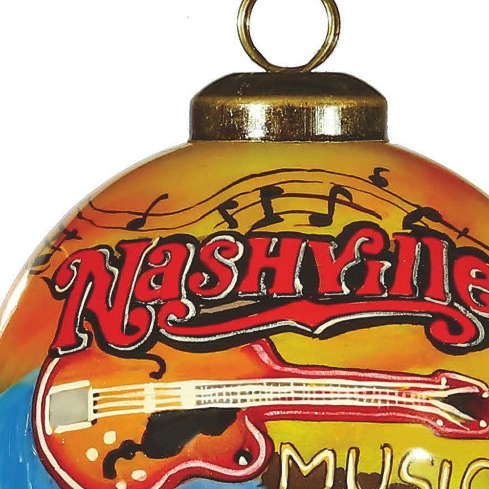 Nashville Hand Painted Red And Blue Glass Ball Ornament HomeRoots