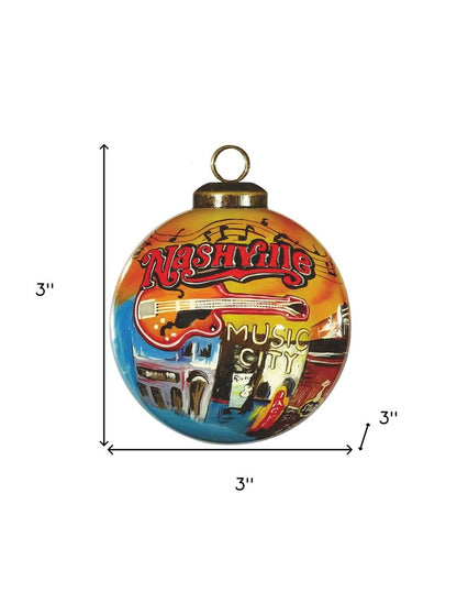 Nashville Hand Painted Red And Blue Glass Ball Ornament HomeRoots