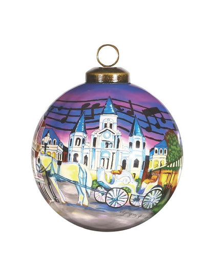 New Orleans Hand Painted Purple Gold And Brown Glass Ball Ornament HomeRoots