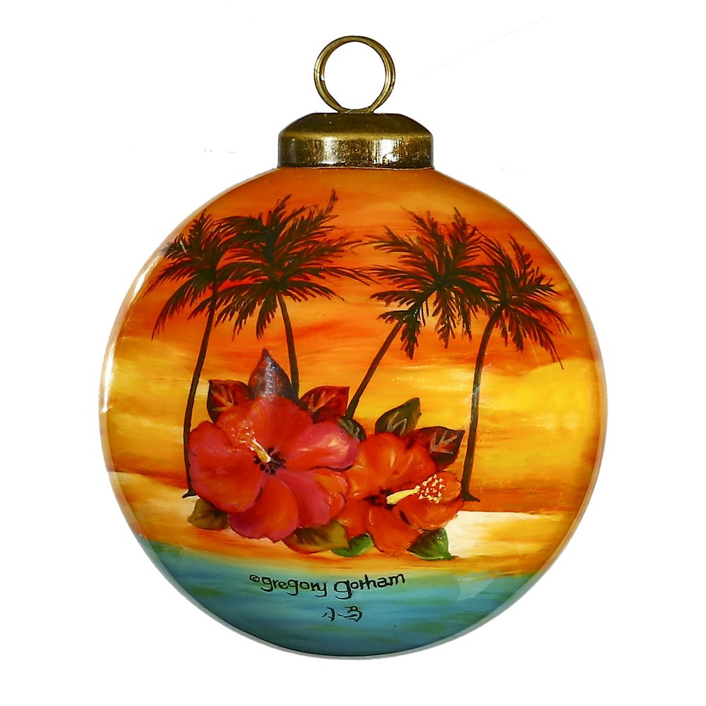 Hawaii Hand Painted Red Blue And Green Glass Ball Ornament HomeRoots