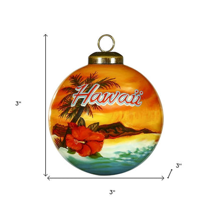 Hawaii Hand Painted Red Blue And Green Glass Ball Ornament HomeRoots