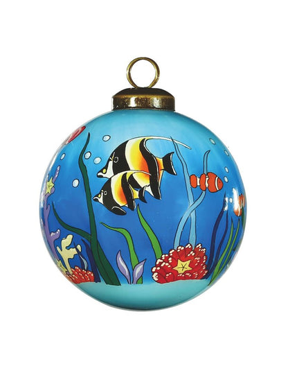 Tropical Fish Hand Painted Green Blue And Red Glass Ball Ornament HomeRoots