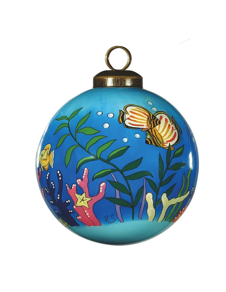 Tropical Fish Hand Painted Green Blue And Red Glass Ball Ornament HomeRoots