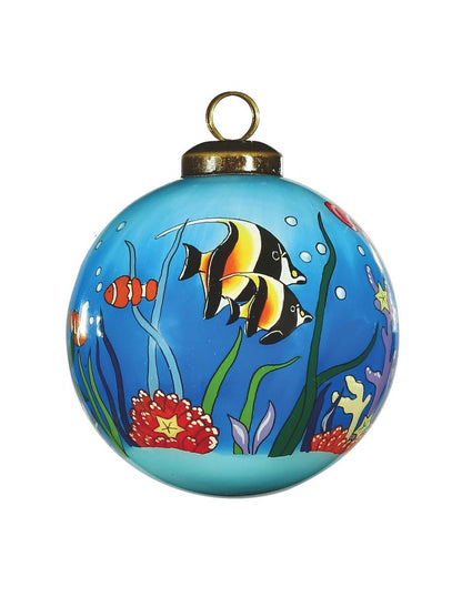 Tropical Fish Hand Painted Green Blue And Red Glass Ball Ornament HomeRoots