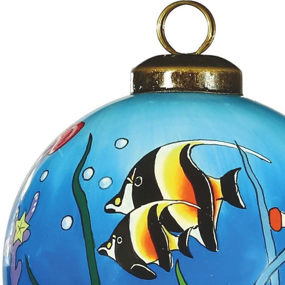 Tropical Fish Hand Painted Green Blue And Red Glass Ball Ornament HomeRoots