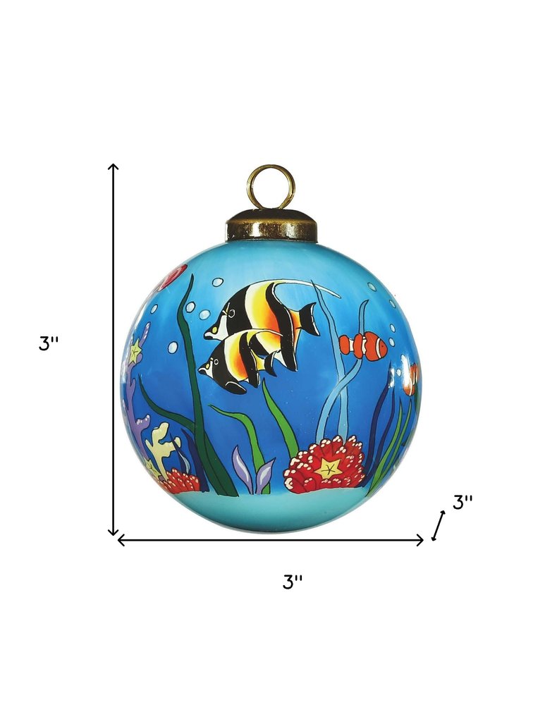 Tropical Fish Hand Painted Green Blue And Red Glass Ball Ornament HomeRoots